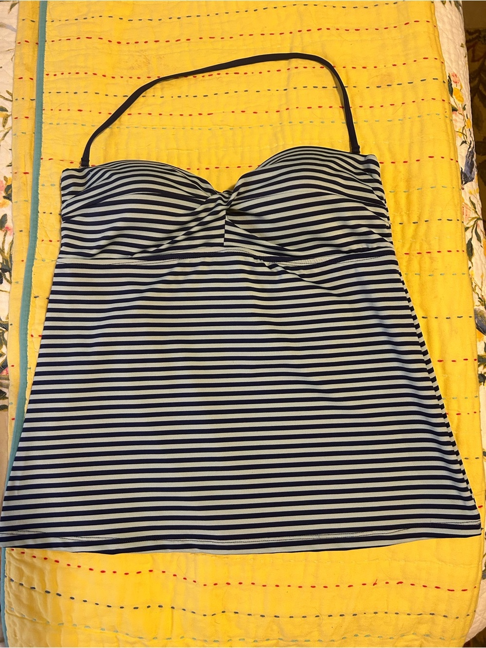 Striped Navy and White Tankini Top